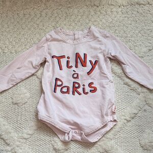 Tiny Cottons Pink Long Sleeve Paris Onesie